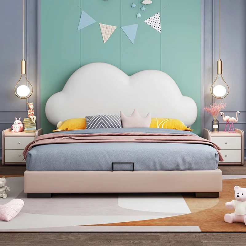 Children's  Boys and Girls, Clouds, Leather , Luxurious Soft Beds, Teenagers, Single Modern Simple , Princess