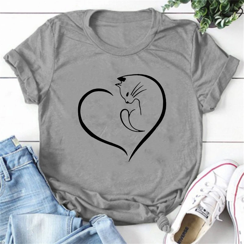 Afdrukken T-shirts Voor Vrouwen Zomer Mooie Korte Mouw Casual Ronde Hals T-shirts Dames Creatieve Gepersonaliseerde Tops