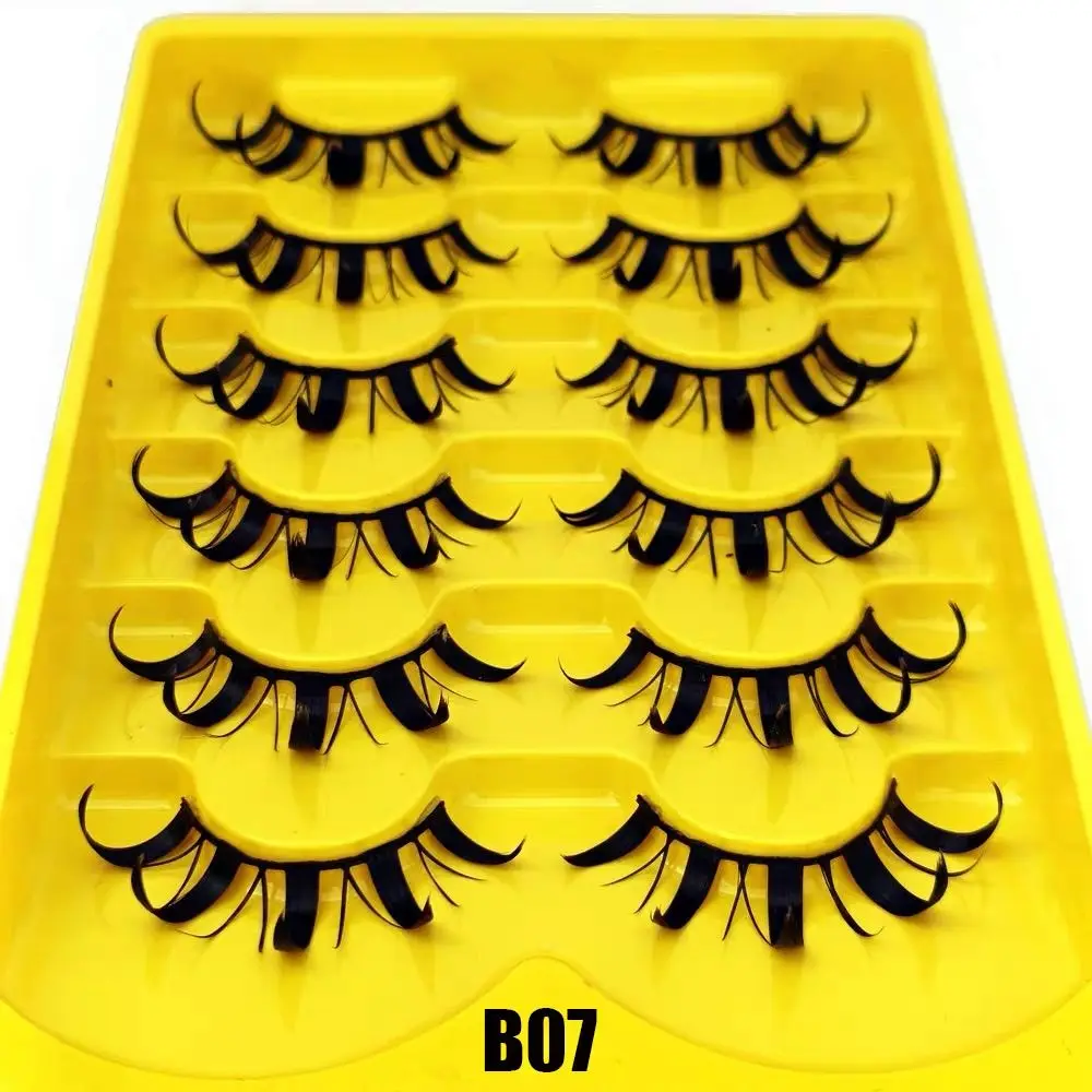 6 ペアうっすらふわふわつけまつげ厚いロングドラマチック 3D フェイクミンクまつげソフトバンド手作りクラフトタイまつげ