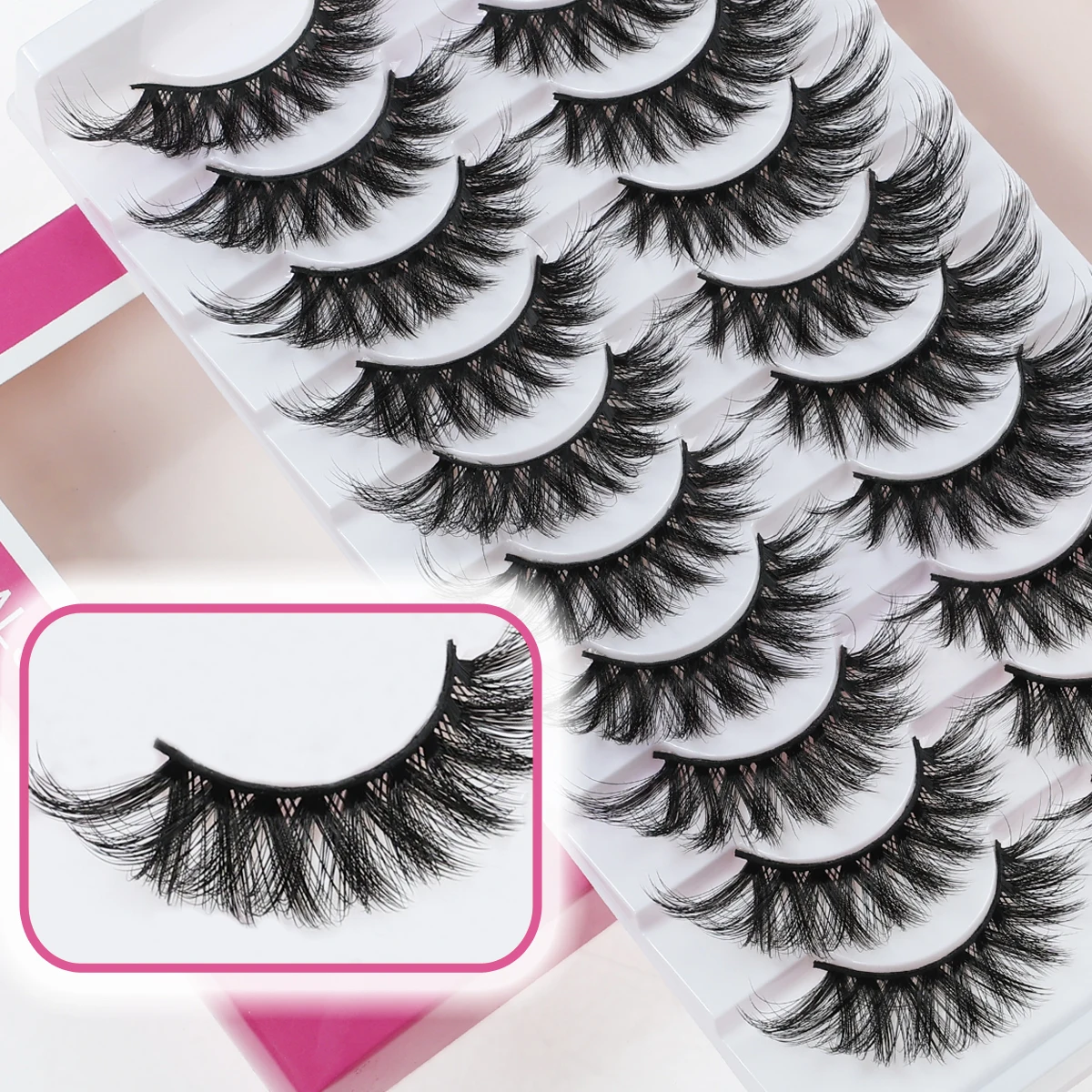 Xuanfeiwu Dense Stage Performance Croce 5D Ciglia finte intere Strumento per il trucco Gambo duro Adesivo riutilizzabile Ciglia per feste Ciglia disordinate comiche artificiali