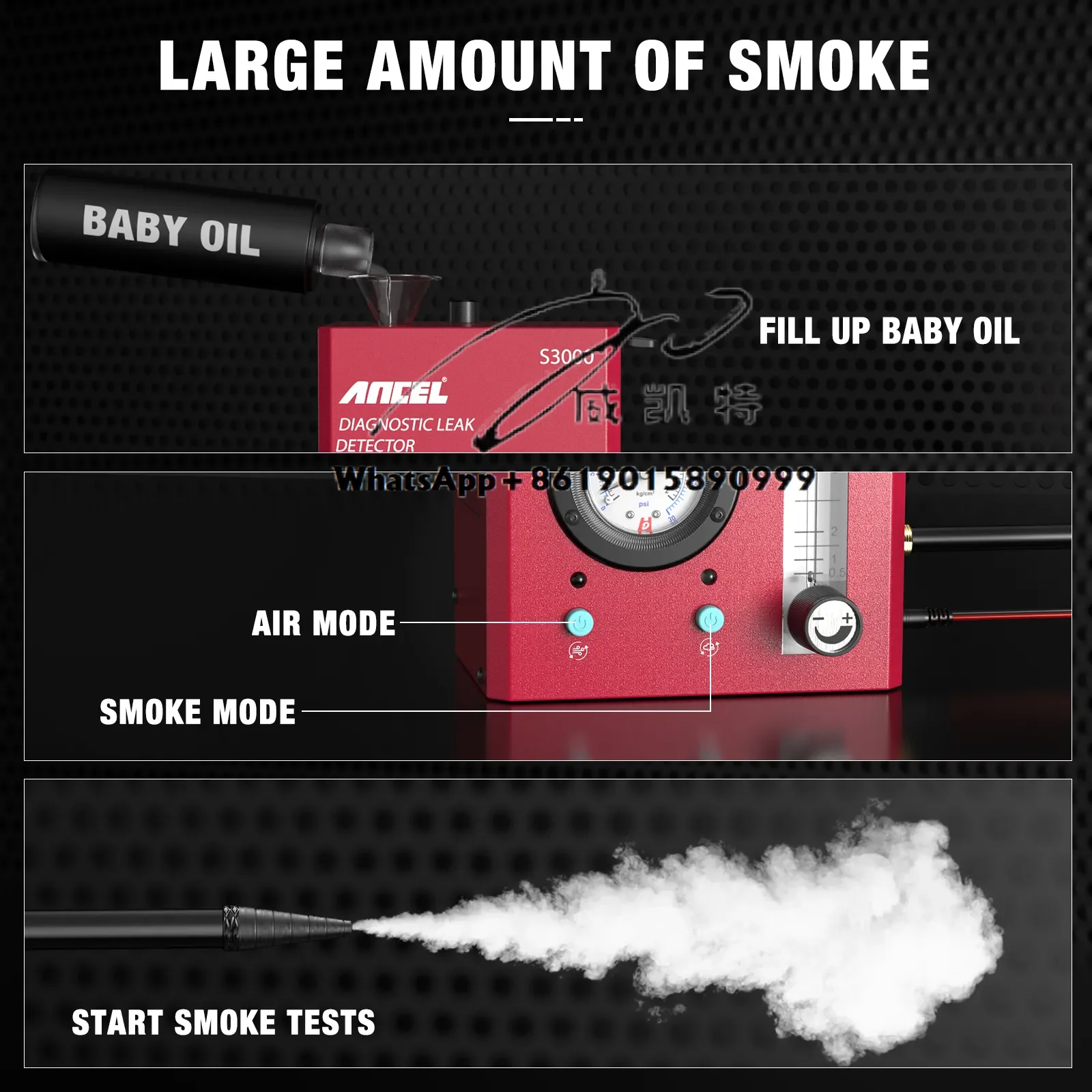 ANCEL S3000 كاشف تسرب الدخان المهنية جهاز اختبار تسرب الأنابيب نظام EVAP أدوات أخرى للسيارات السيارات كاشف تسرب الدخان #2