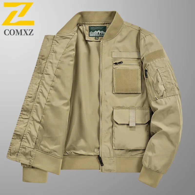 

COMXZ Handsome Jacket Multi Pocket Designer Windproof Outdoor Adventure Climbing Jacket Lightweight Men Clothing Outerwear