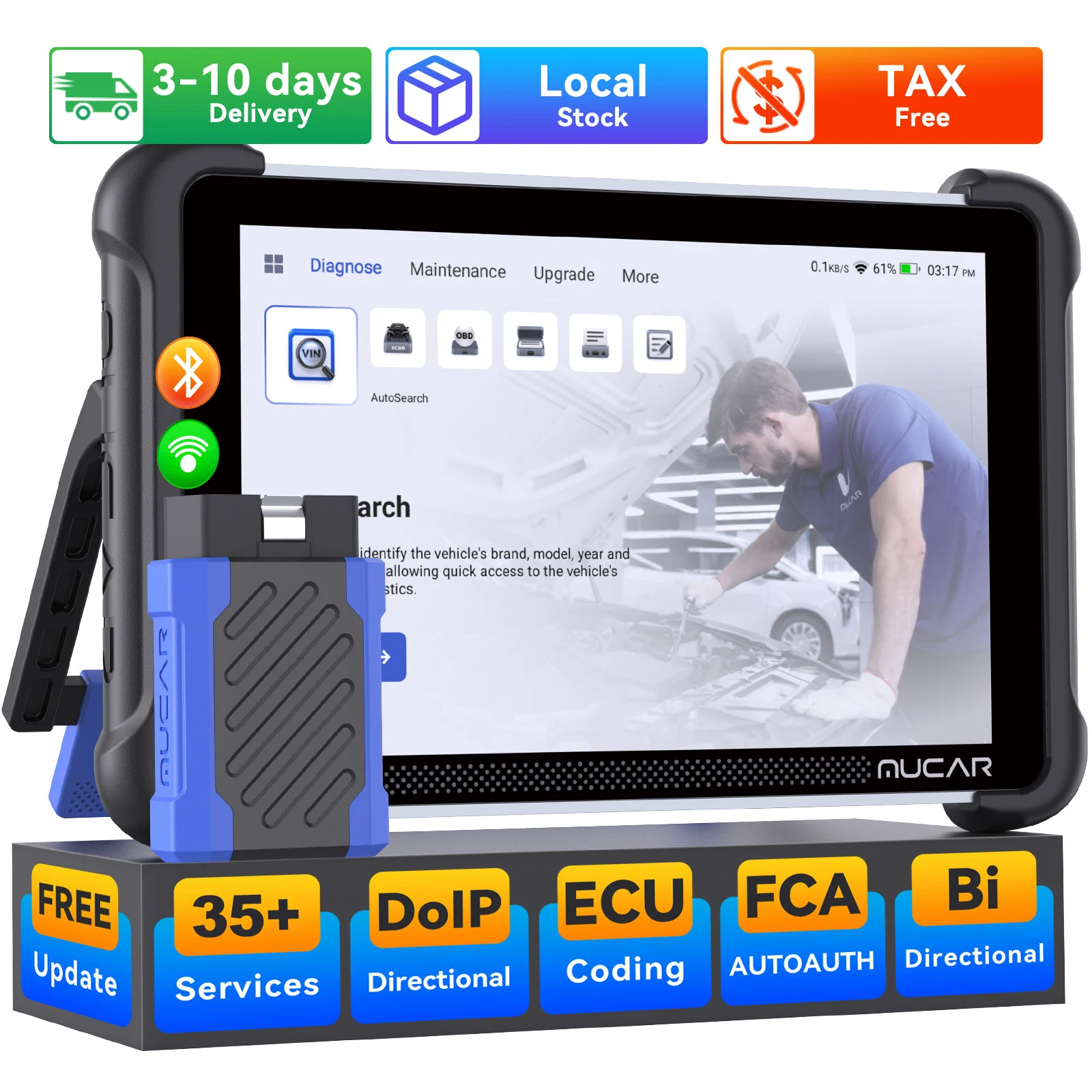 

MUCAR 892BT Obd2 сканер, привод кодирования ECU, тест 35 сбросов, полный считыватель автомобильных кодов, бесплатный считыватель автомобильных кодов, автоматические диагностические инструменты