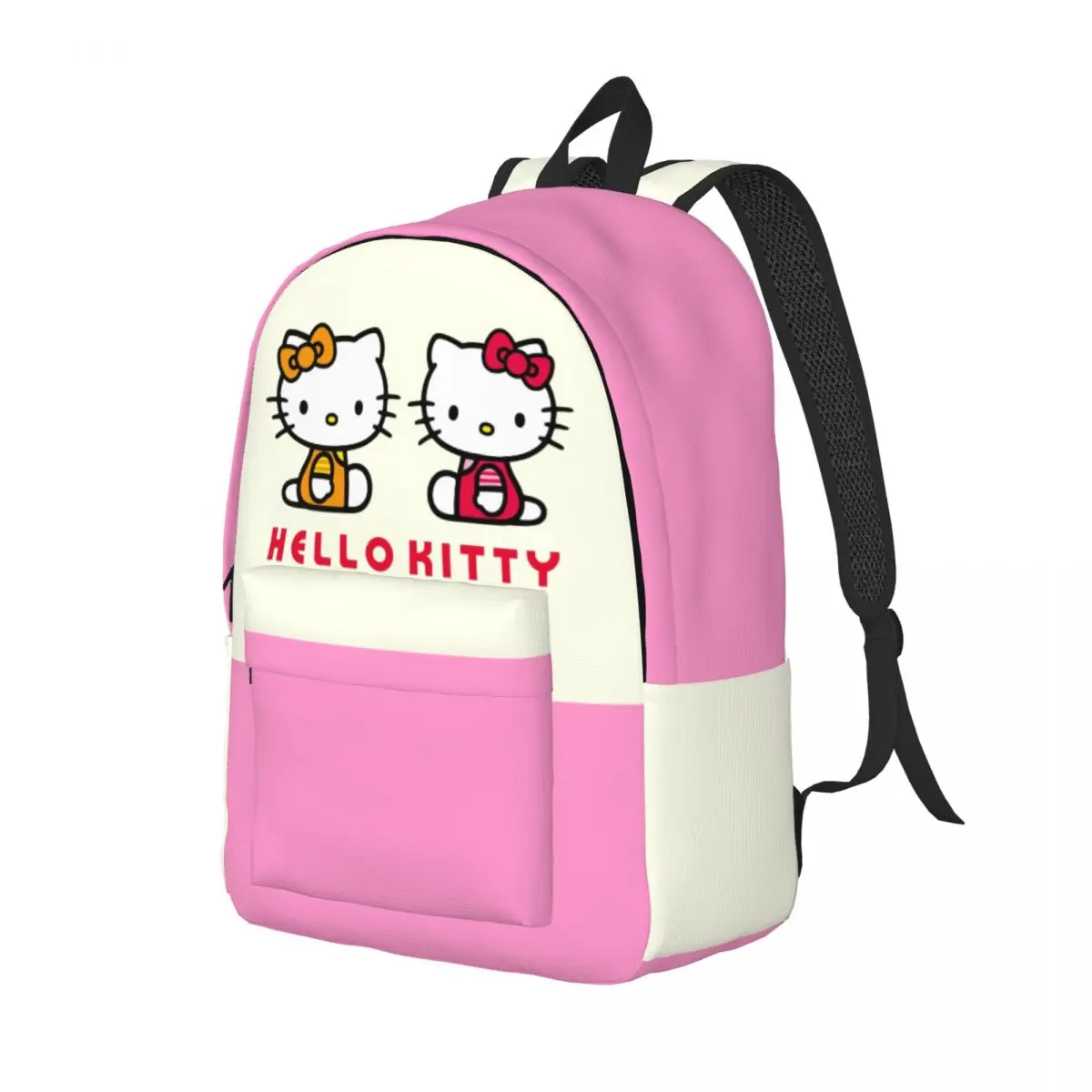 Backpack Sit Retro Washable Hello Kitty Couple Back To School Gift Dual-Use Knapsack Camping