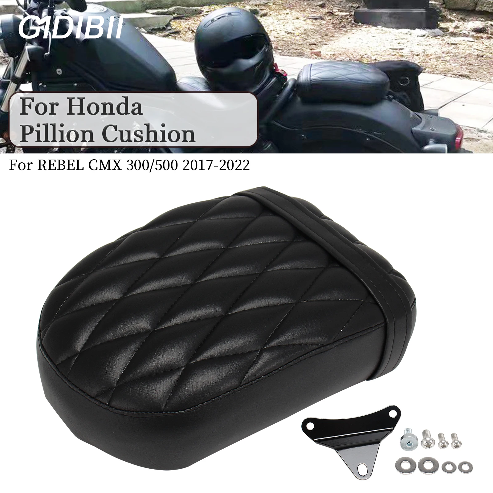 

1 Set Black Rear Passenger Pillion Cushion Seat For Honda REBEL CMX 300,CMX 500 2017-2022