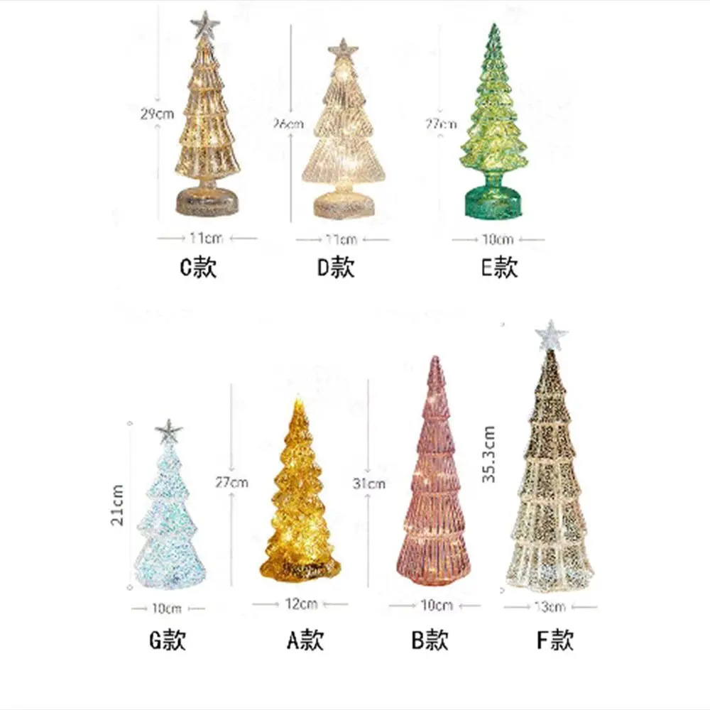 Mini árbol de Navidad, luz nocturna de cristal, decoración luminosa LED brillante de Navidad, adorno romántico de cristal para árbol de Navidad de sentido Superior