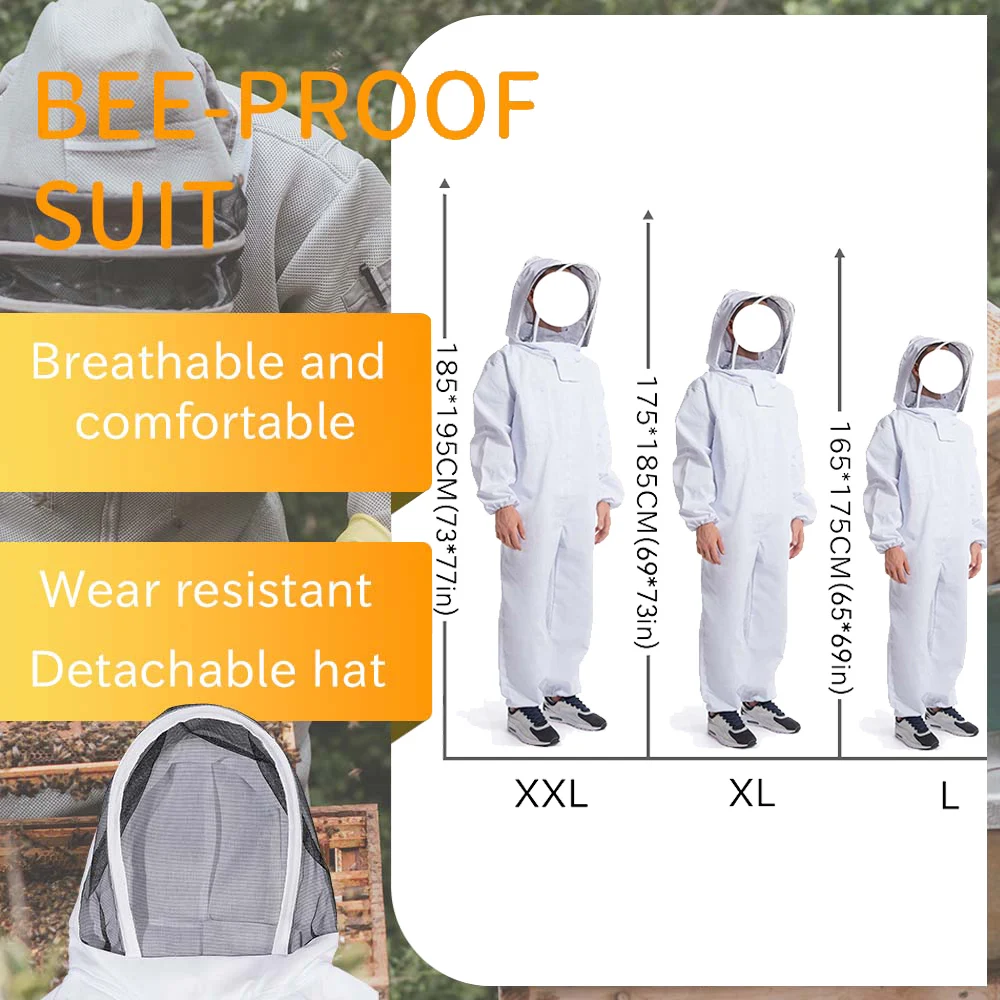 Full Body Beekeeping Clothing Professional Beekeepers Bee Protection Beekeeping Suit Safty Veil Hat Dress Unisex Children Protec