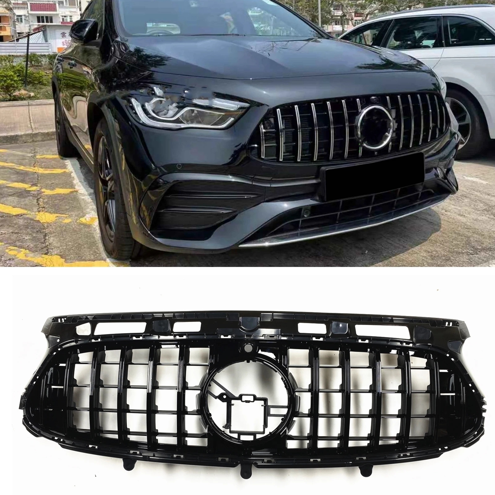 

Front Grille Grill For Mercedes-Benz H247 GLA Class 2020-2023 GLA220 GLA250 GLA35 GLA45 GT Black/Silver Upper Bumper Hood Mesh