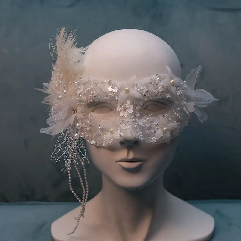 White Lace Sexy Wedding Transparent Lace Bridal Mask Halloween Party Women's Fake Mask Fashion Half Face 4