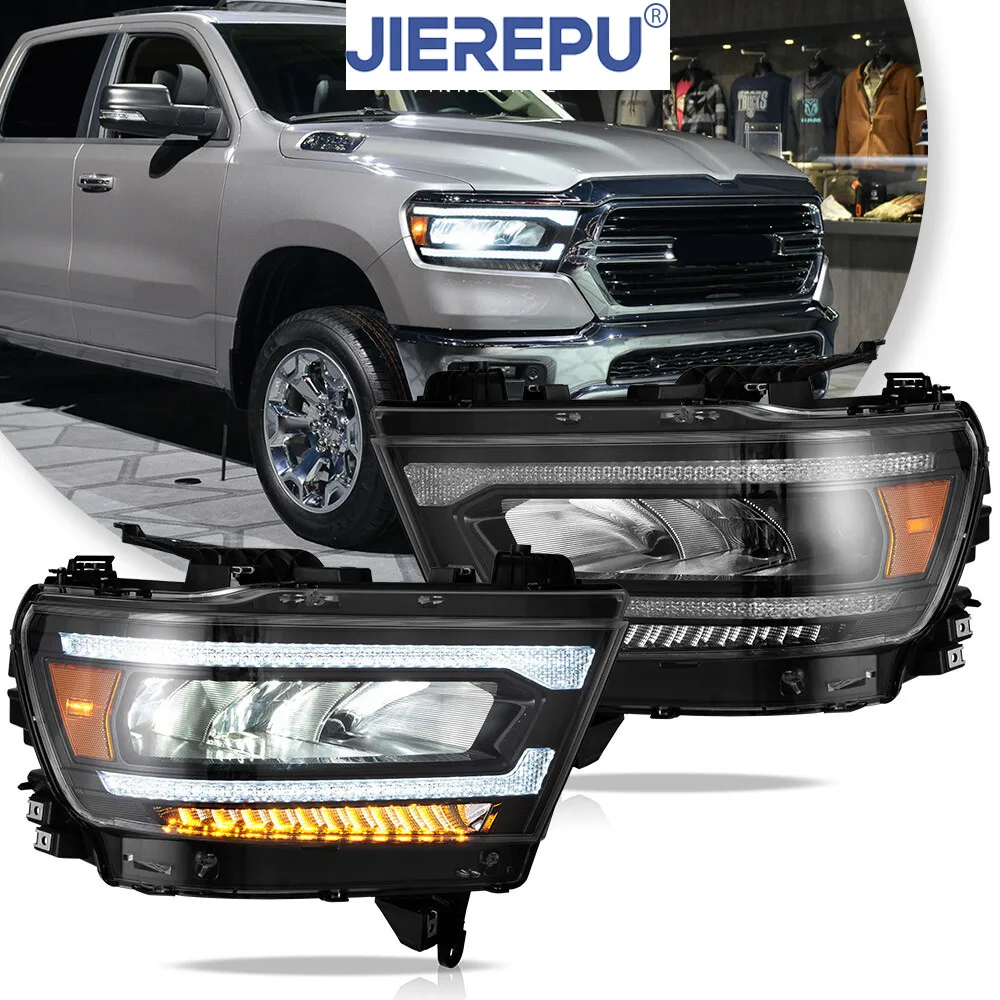 

1Pair Turn Signal Set FULL LED Reflector Headlights For 2019 2020-2023 RAM 1500 W/Sequential