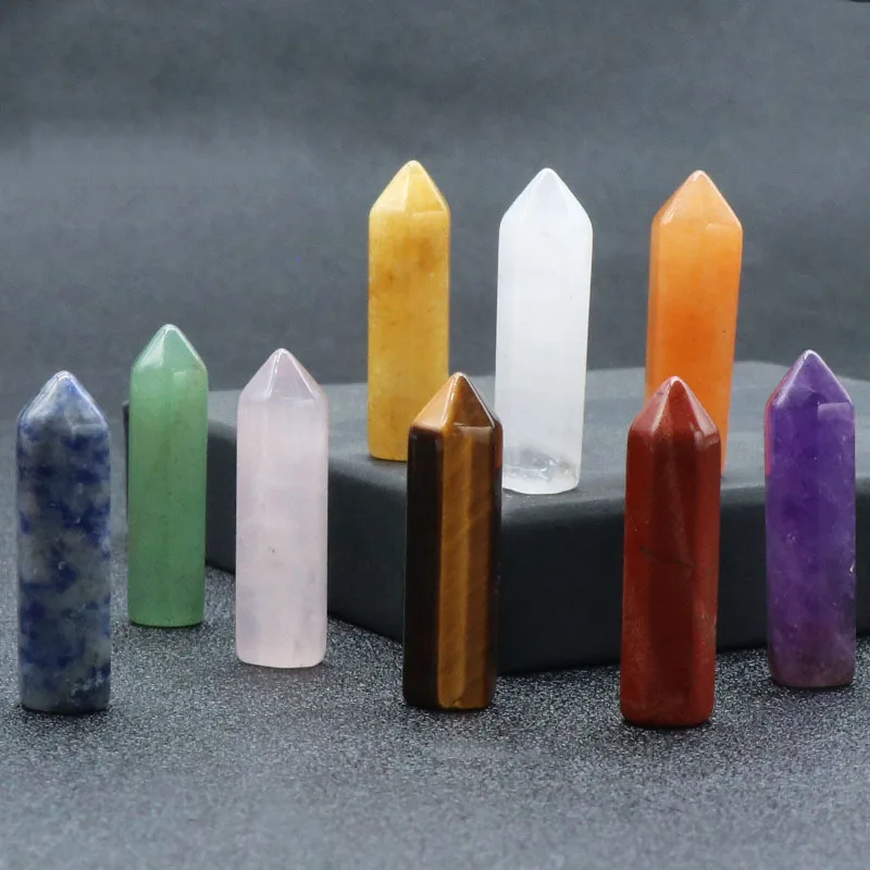 Natural Semi-precious Stone Single-pointed Hexagonal Column Without Holes Small Ornaments Home Decoration Exquisite Jewelry Gift