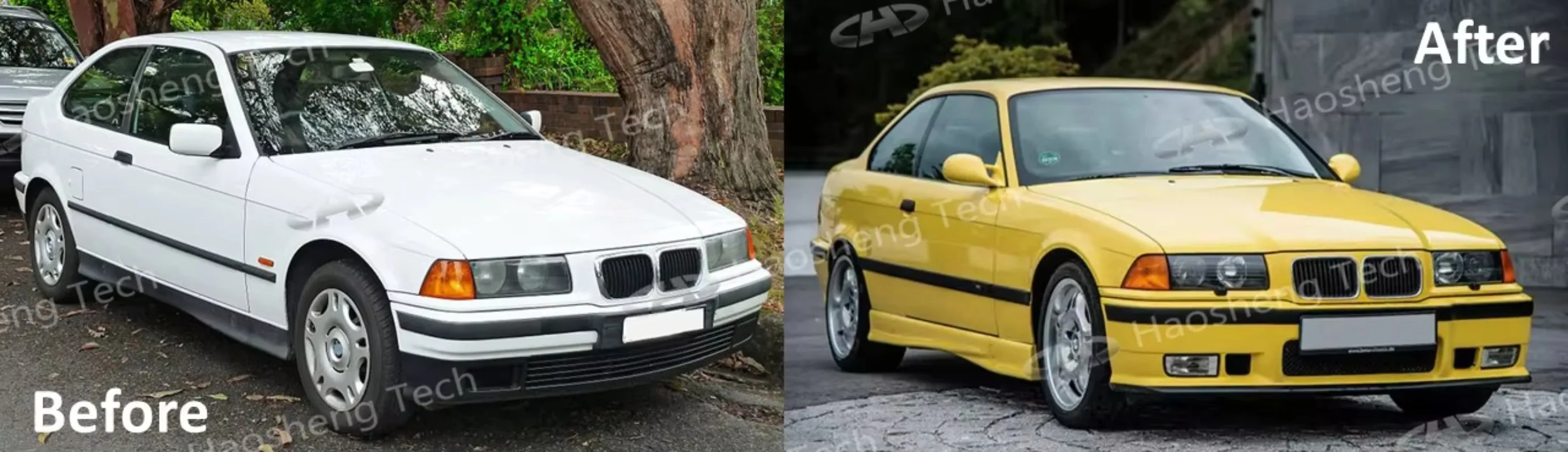 3 Series,For BMW 1991-1998,E36 M3 Bumper Body Kit,Plastic Car Parts,Including Front Bumper,Rear Bumper,Measuring Lining