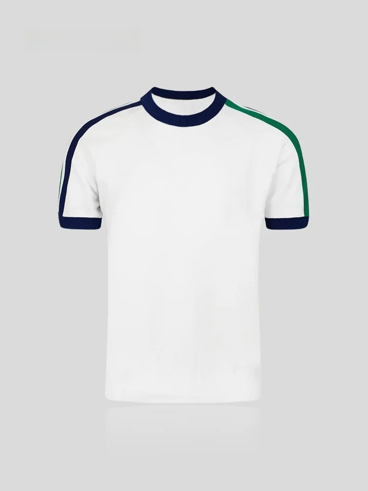 

I.T Summer New Knitted Short Sleeve round Neck Casual Men's T-shirt Slim Fit Fashionable Sun Protection Clothing