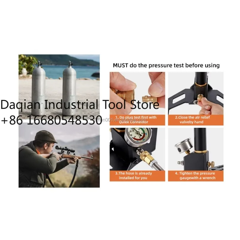 Bomba Manual de Alta Pressão 3JIPCP |   Compressor de Ar Portátil para Carro, Moto, Bicicleta, Inflador de Bolas Esportivas