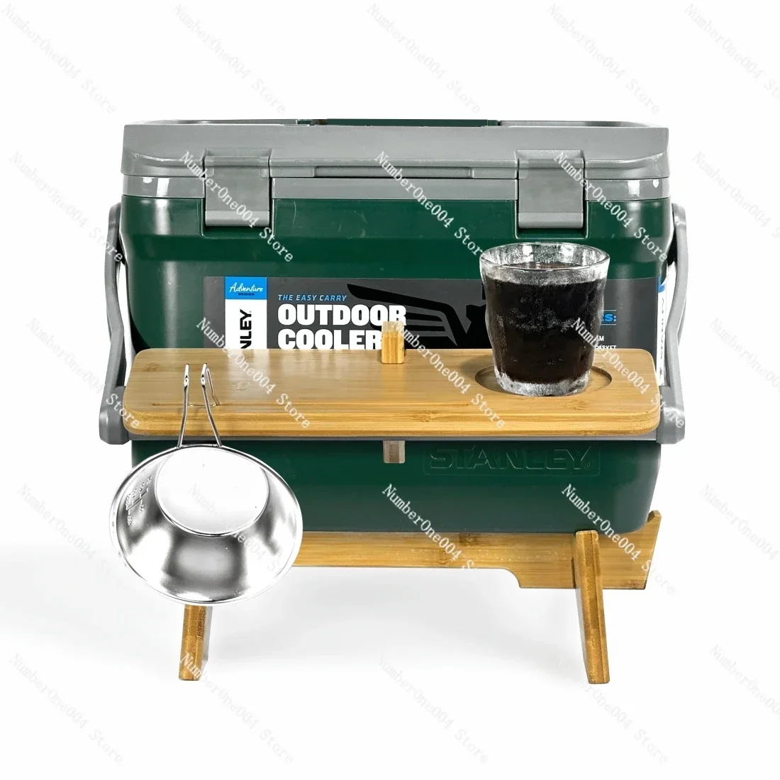 Jenson Outdoor Stanley Stanley Incubator Small Table Board Car Ice Bucket Tray Solid Wood Camping Folding Table