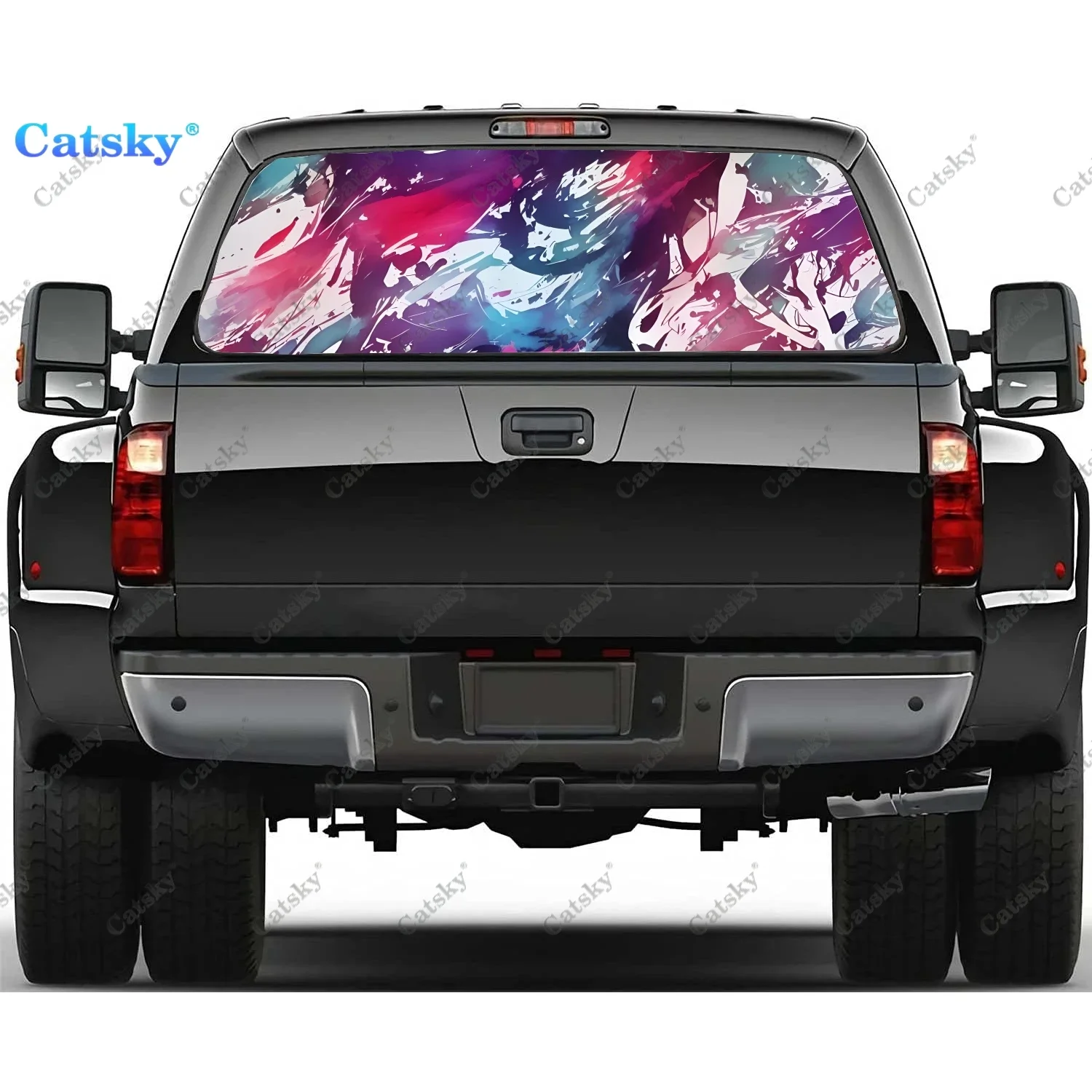 

Messy Colors with Watercolor Rear Window Decals for Truck,Pickup Window Decal,Rear Window Tint Graphic Perforated Vinyl Sticker