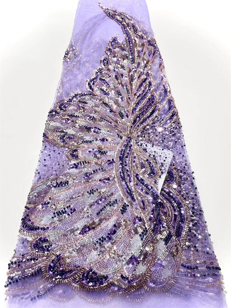 High-end Sequin Sewing Materials Handmade Beaded Lace Fabrics Comfortable European and American Banquet Dresses