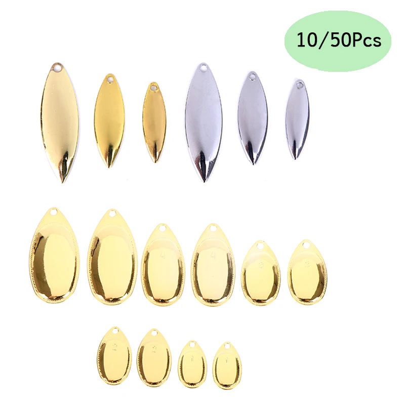 10/50Pcs Willow Leaf Lua Sequin Noise Sheet Spincast Fishing Blades for Spinner Bait Boat Plating Steel Fishing Lure Luya Noise