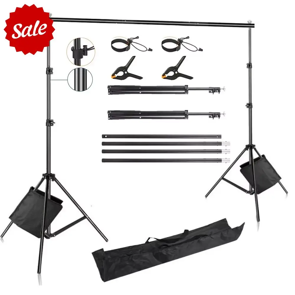 2x3m Stand Background for Backdrop Wall Photography Adjustable Support System Photo Frame Studio for Non-Woven Muslin Backdrops