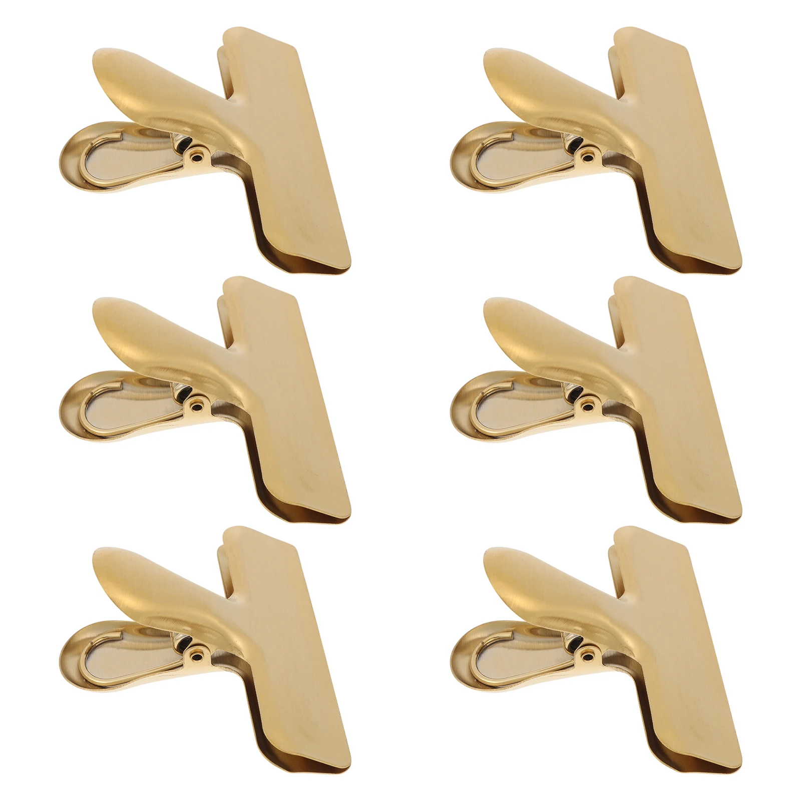 6pcs Snack Seal Clips Food Fresh Keeping Stainless Steel Practical Sealing Moisture Proof Dust Proof Storage Box