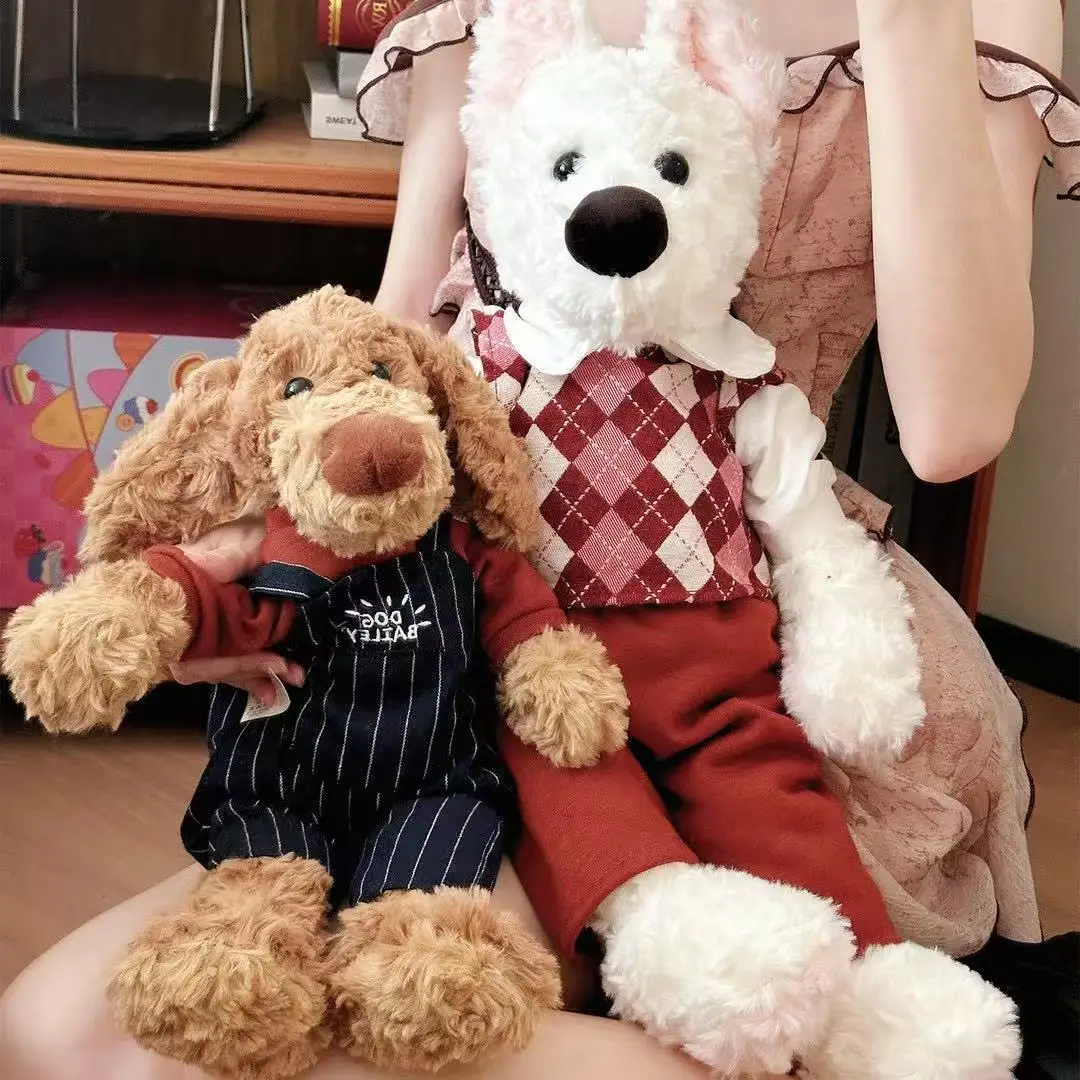 

32-52cm Hot Fluffy Hair West Highland Dog Plush Toys Soft Stuffed Cartoon Puppy Change Clothes Dolls for Kids Gifts Home Decor