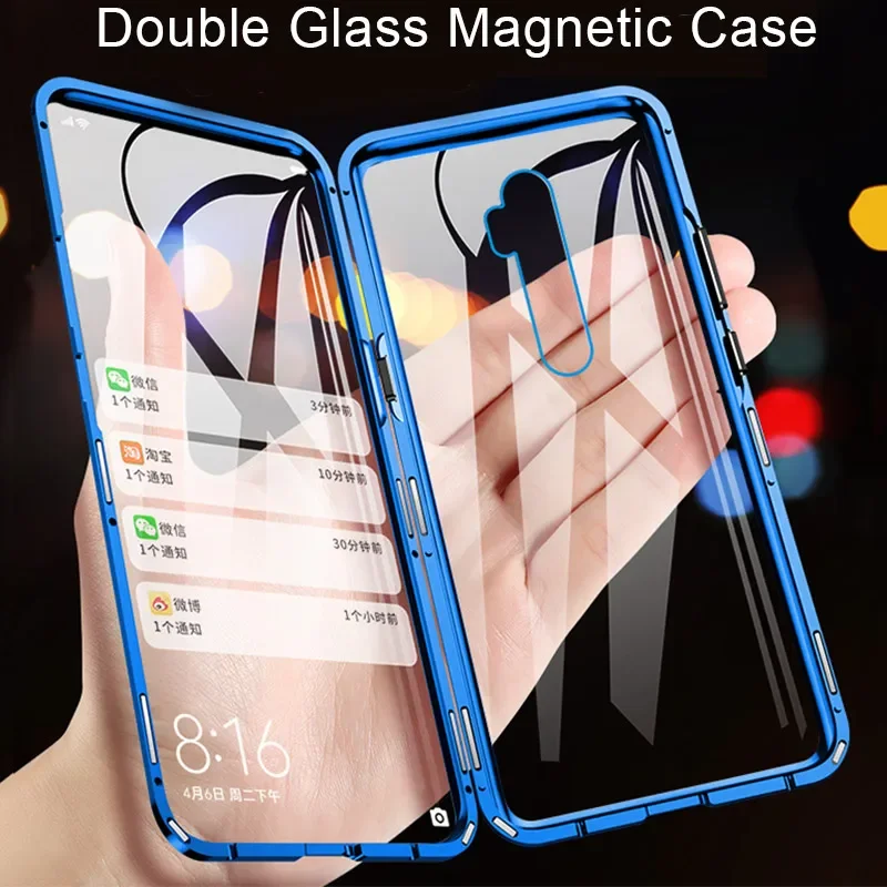 Full Protection Metal Frame Magnetic Case For Samsung Galaxy A12 A13 A14 A15 Double-Sided Glass Front and Back Cover Phone Cases