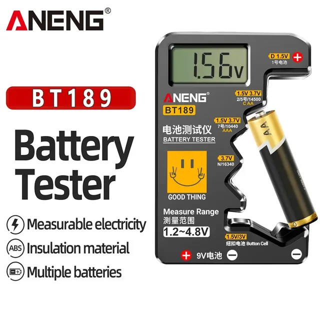 ANENG BT189 Tester baterii guzikowych 9V N D C AA AAA Uniwersalny domowy wyświetlacz LCD Tester baterii Detektory Power Bank Narzędzia