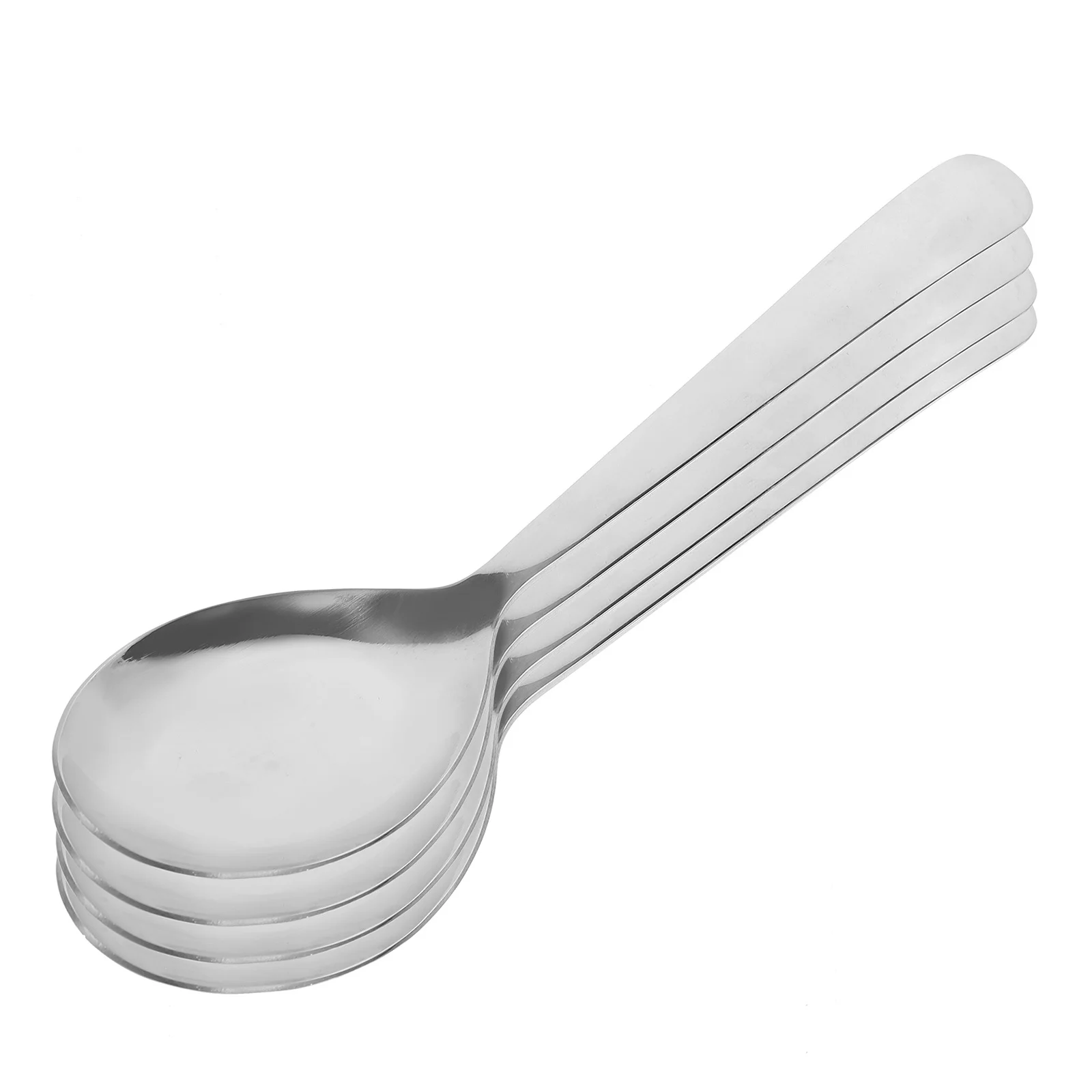 

4Pcs Stainless Steel Soup Spoons Large Heavy Stirring Serving Spoons Smooth Polished Kitchen Dinner Flatware Set