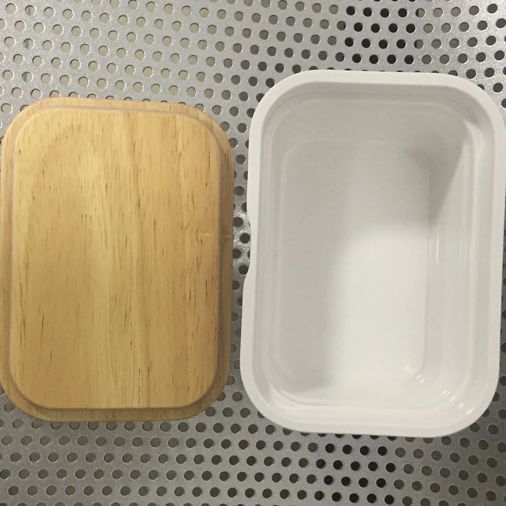 

French Butter Dish Container 13.8x10x6.8cm Wooden Lid Sealed Box Kitchen Storage Butter Box Crisper Kitchen Crisper