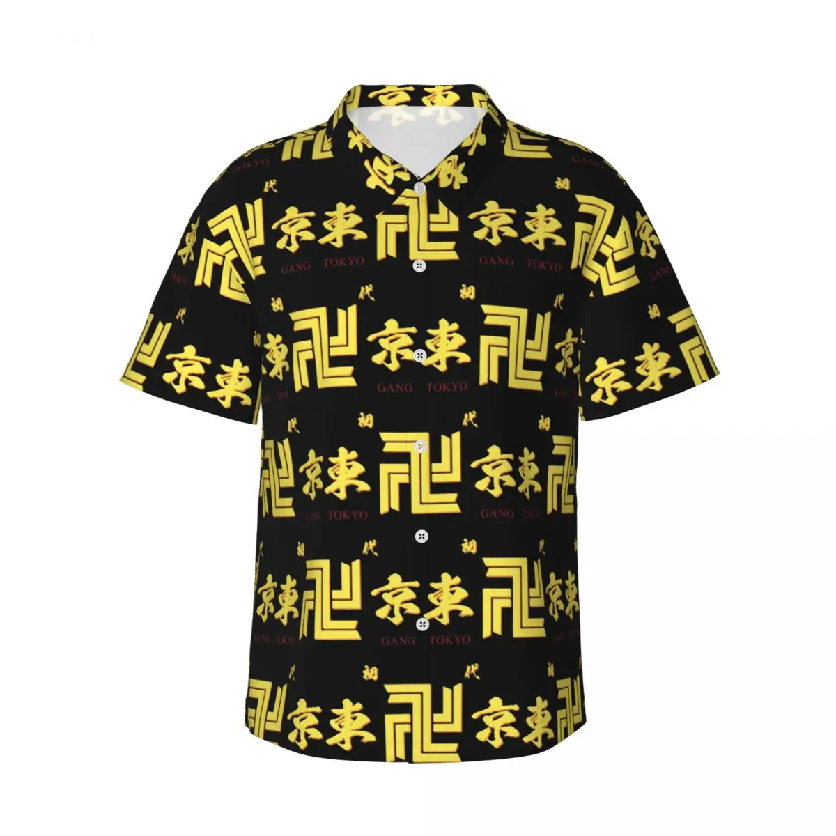 

Anime Tokyo Swastika Character Men's Shirts Hawaiian Short Sleeve Shirt Fashion Lapel Tops for Summer Beach
