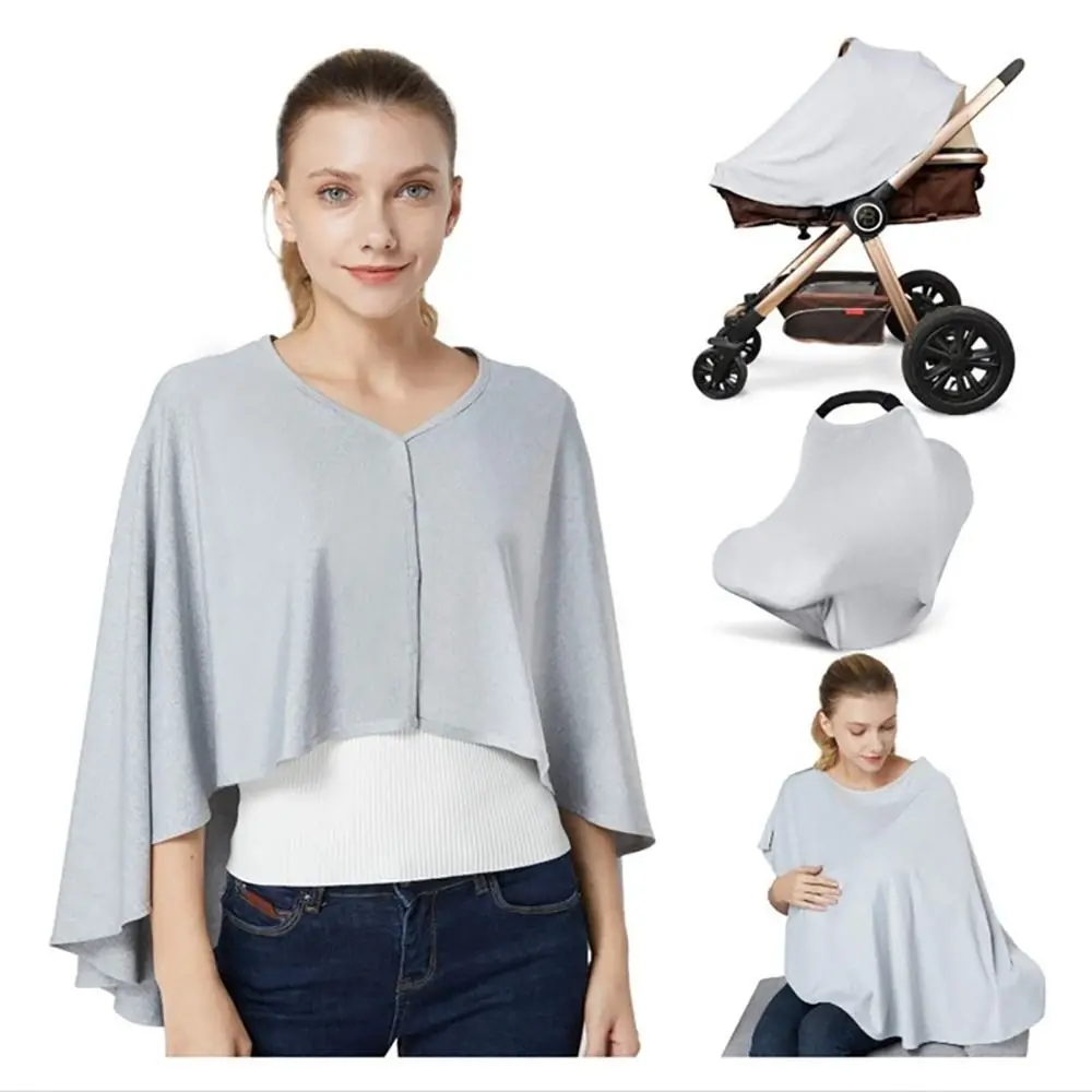 Solid Color Nursing Cover Universal Muslin Fabric Multi-functional Stroller Cover Privacy Protection Baby Nursing Poncho Women