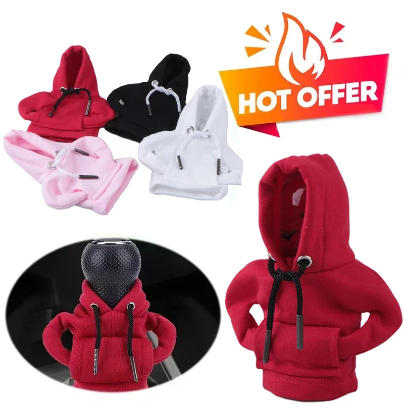 Car Shift Lever Handle Kit Creative Universal Car Gear Shift Washable Hoodie Cover Decoration Funny Car Interior Accessories