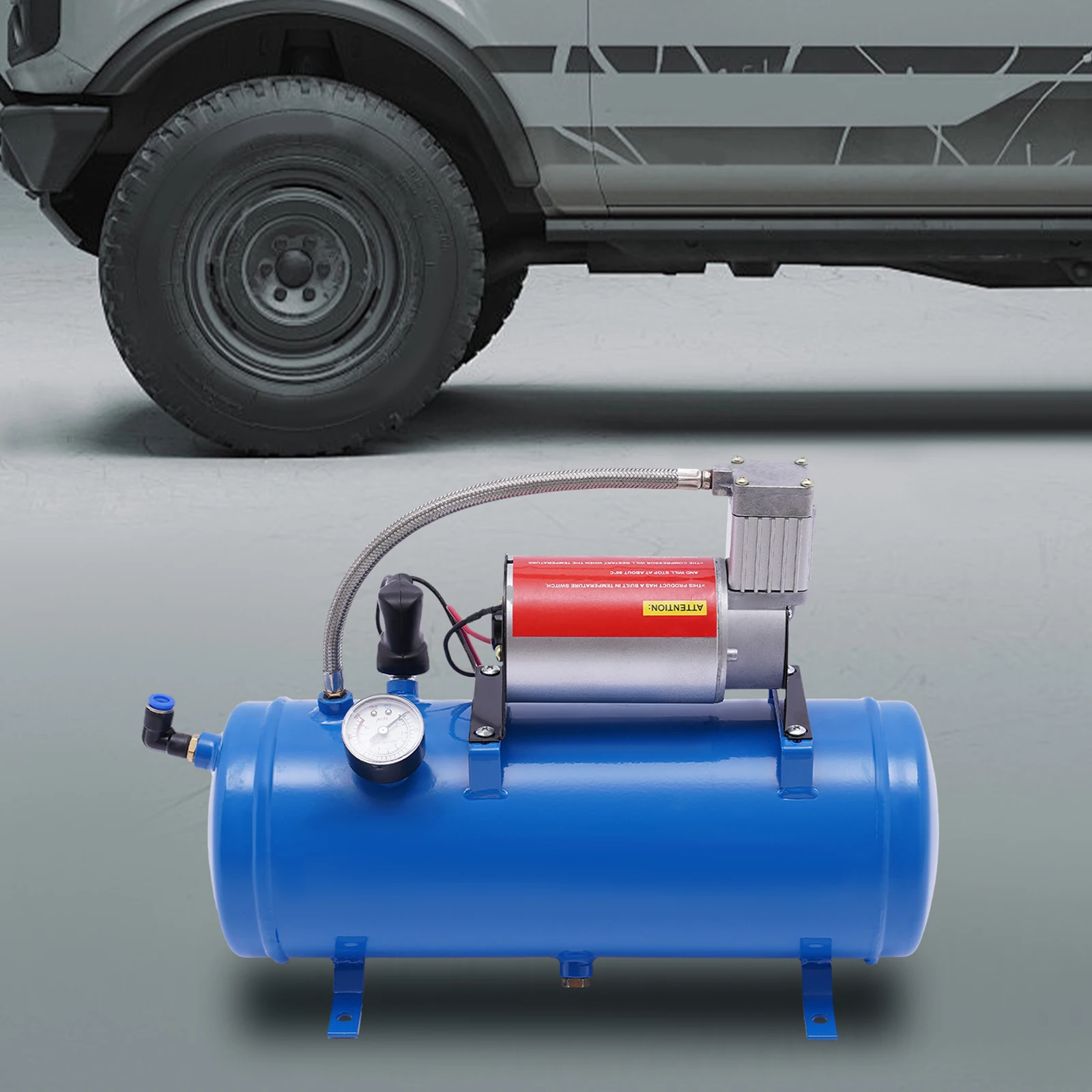 Compressor de ar de 12v com tanque de 6l/mangueira, compressor de ar de buzina de trem, sistema de compressor de ar de 150psi para buzina de trem/pneu inflado