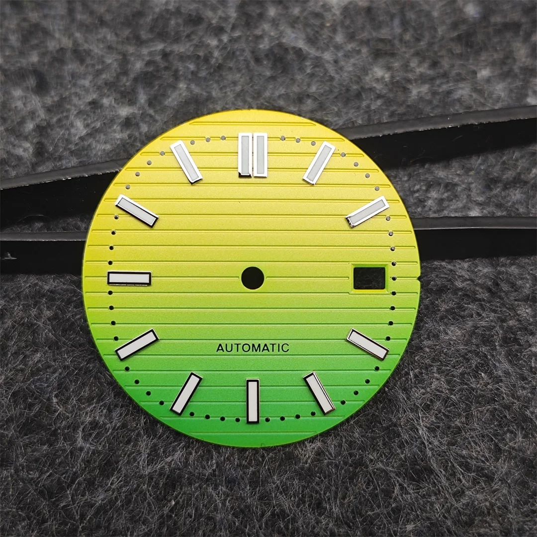 30.5mm Color Dial NH35 Dial for Nautilus Modification Parts with Green Luminous 41mm Silver Rose Gold PP Case Watch Parts
