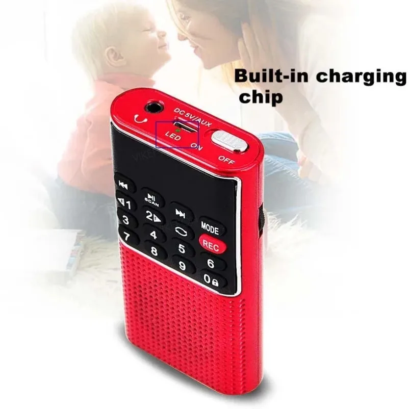 VIKEFON Tragbares Mini-FM-Radio, kabelloser Lautsprecher, MP3-Musik-Player mit Aufnahmefunktion, unterstützt Freisprechfunktion, TF-Karte, USB-Kopfhörerwiedergabe – Detail 11