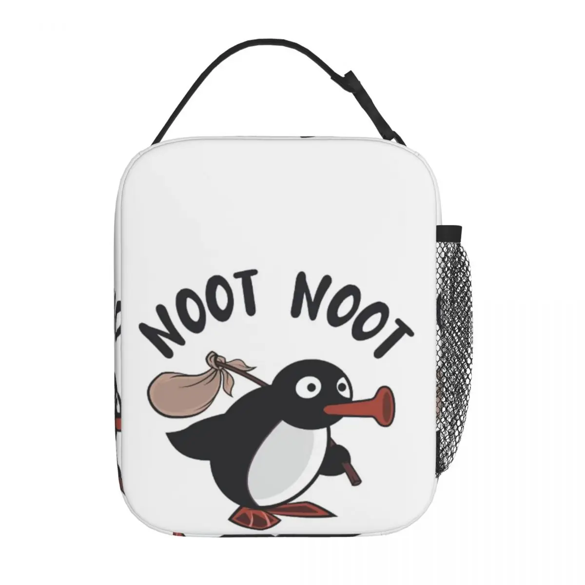 Cute Pingu Penguin Fishing Insulated Lunch Bag for Women Kids Portable Food Boxes Thermal Lunch Box Tote