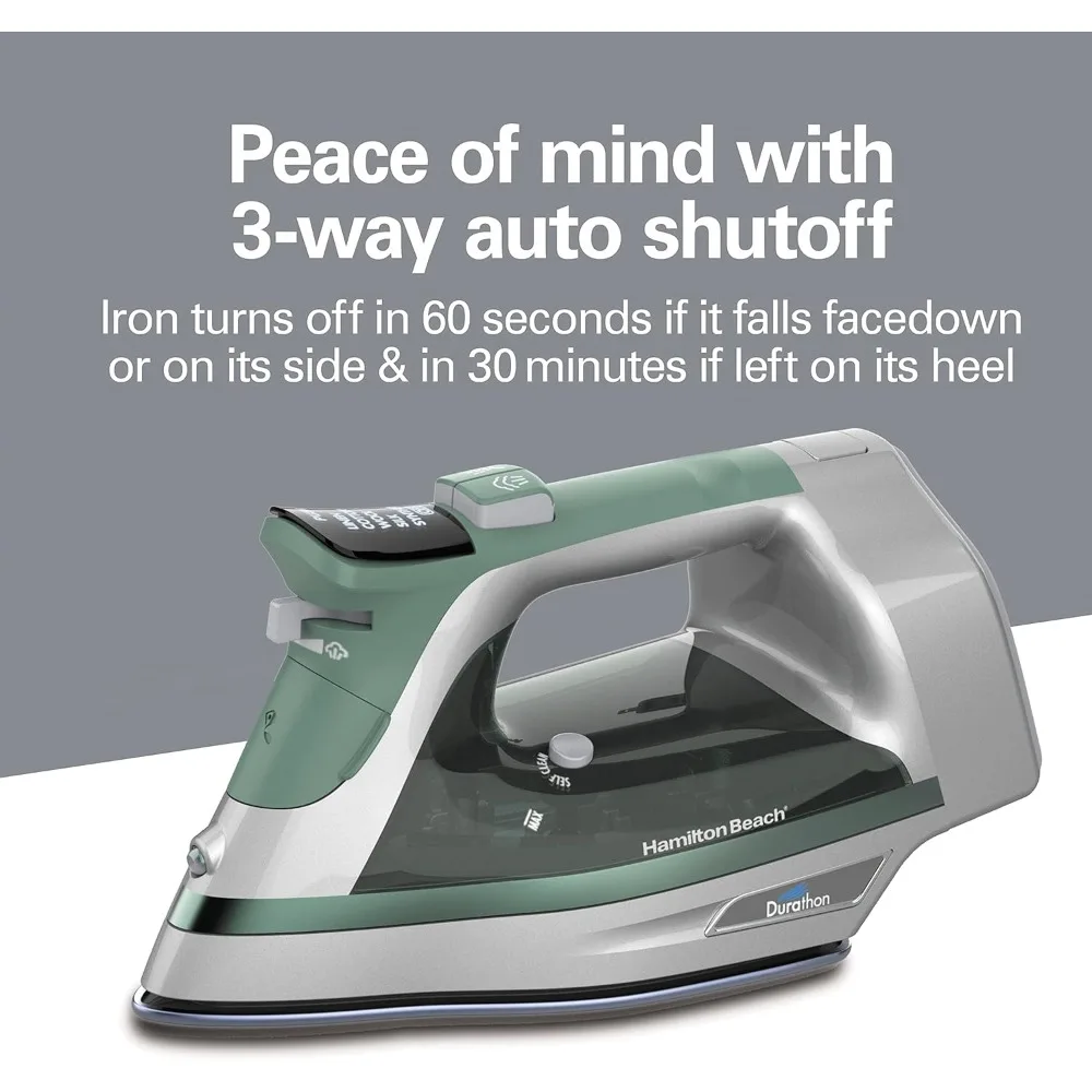 مكواة بخار وبخار عمودي للملابس مع لوحة قاعدة مقاومة للخدش، إيقاف تلقائي ثلاثي الاتجاهات، مضاد للتنقيط، 1800 واط، أخضر