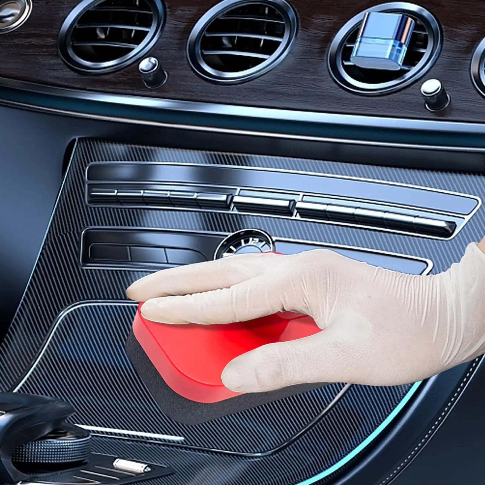 Red Tire Dressing Applicator Tire Sponge With Lid Reusable Brush Car Wheel Polishing Waxing Tire Sponge Brush For Exterior Wash