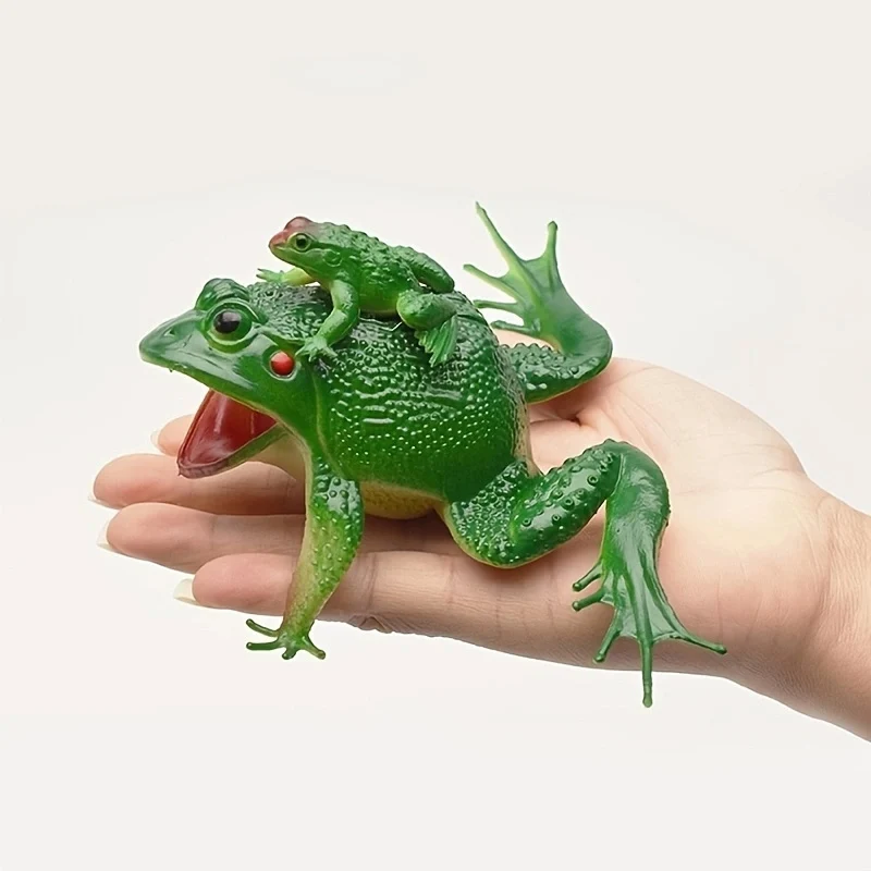 1PC Simulation klingender Frosch Modell Mutter und Kind Frosch Kröte gefälschter Frosch knifflige Requisiten Kinderspielzeug Sammlung Streichspielzeug