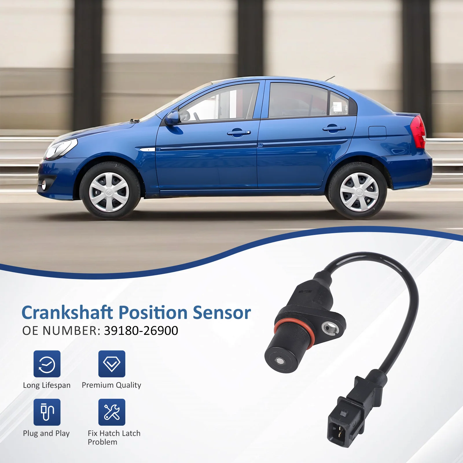 

Crankshaft Position Sensor 39180-26900 For Hyundai Accent 2000 2001 2002 2003 2004 2005-2011 Kia Rio Rio5 2006-2010 2011 Black