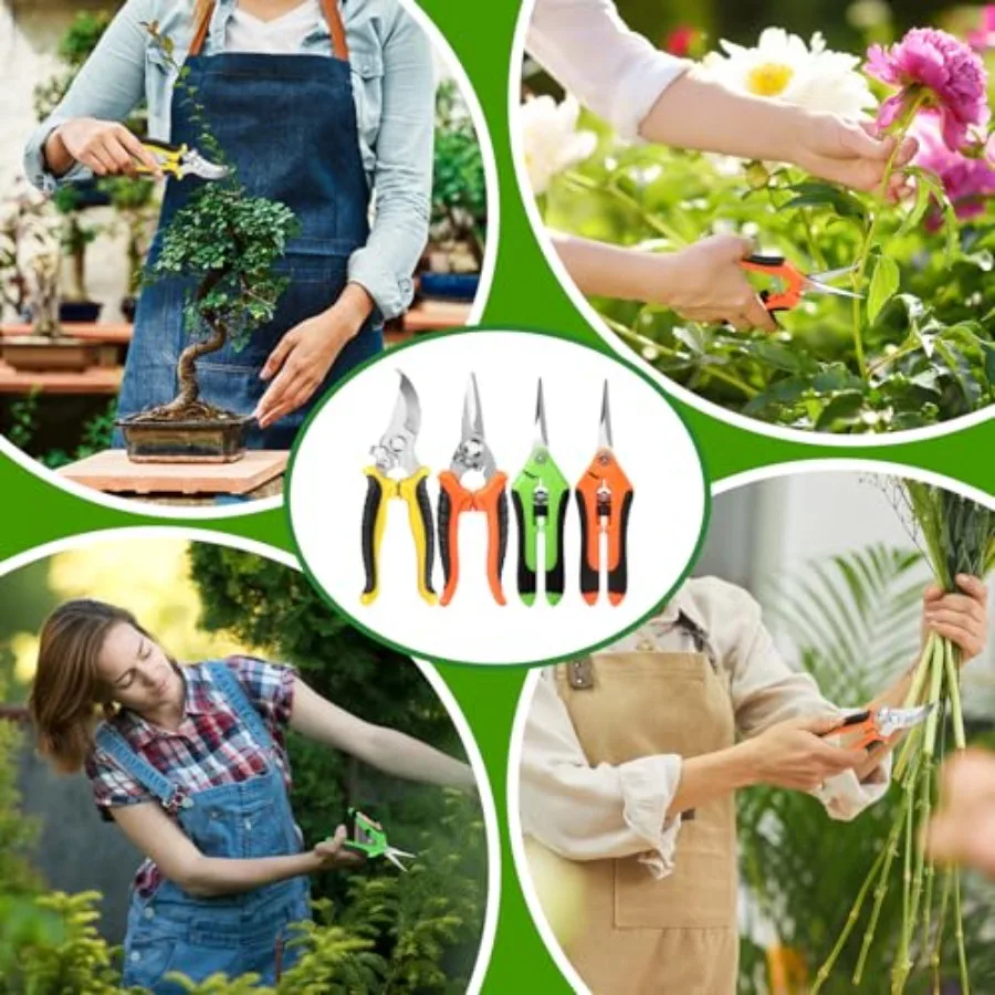 4個パック ステンレス製 庭木剪定ばさみ 屋内外兼用 多色 ガーデニングはさみ 人間工学に基づいたデザイン Ide