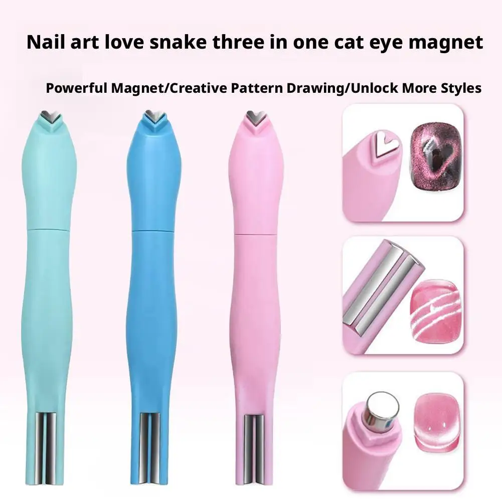 

3 In 1 3D Love Heart Nail Magnet Detachable Heart-shaped Magnet Stick Snake Nail Special Eye Cat Art Magnetic Manicure Patt N8N5