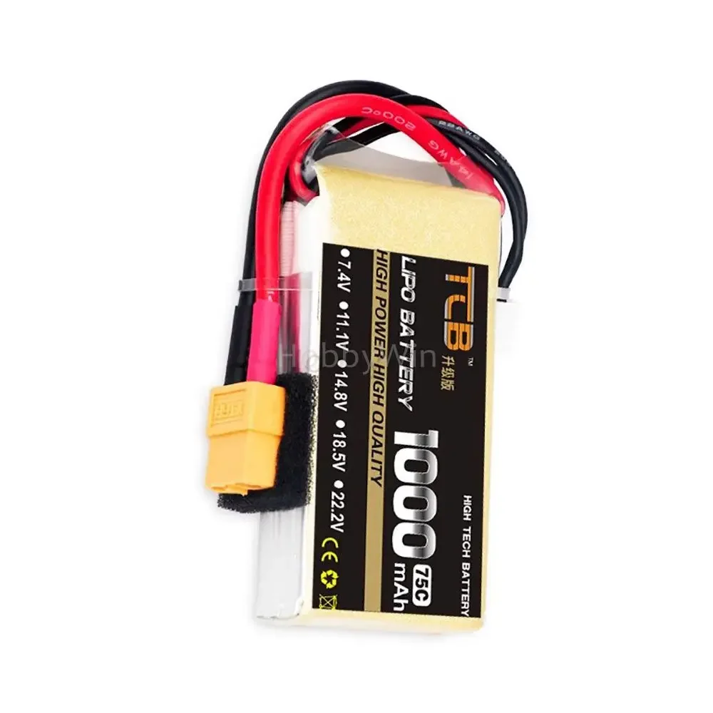 2S7.4V 3S11.1V 4S14.8V 5S18.5V 6S22.2V 1000mAh 75C LiPo Battery XT60 Plug for Aerobatic RC Airplane Quadcopter Drone