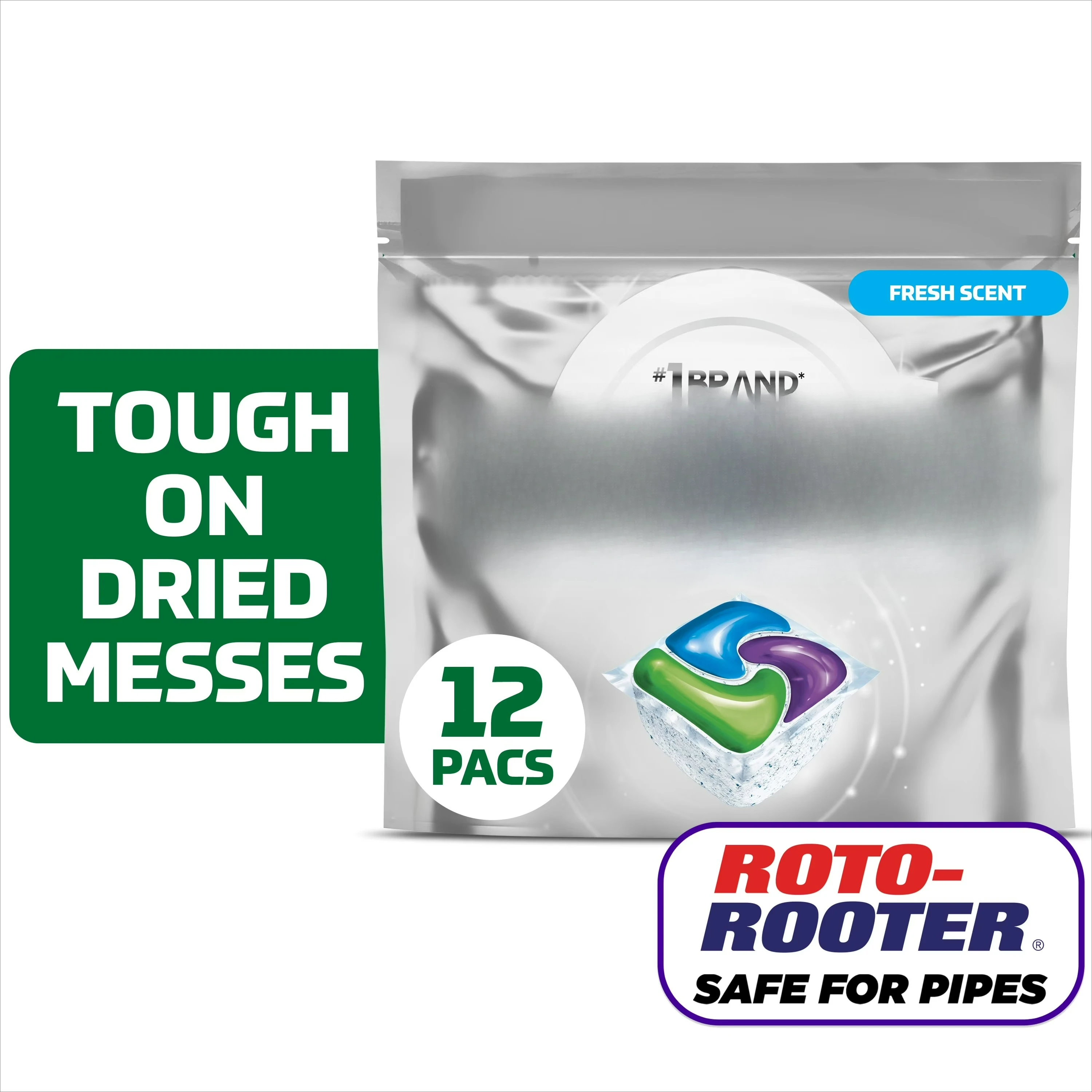 Dishwasher Pods, Dishwasher Detergent, Dish Detergent Soap, Fresh, 12 Count