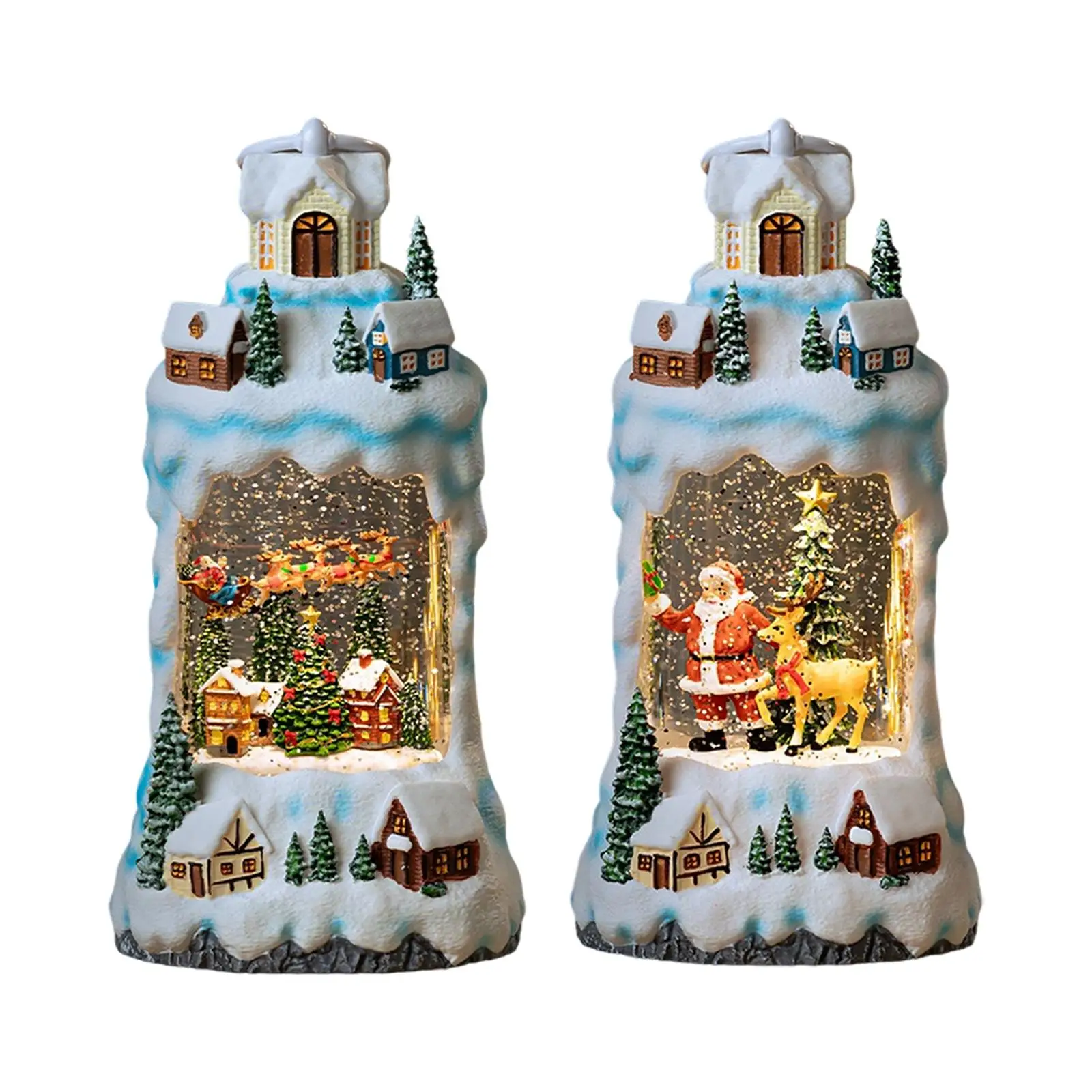 

Christmas Snow Globe Tabletop Ornament Lighted Collection Resin Image Musical Box Christmas Decoration for Shelf Desk Home