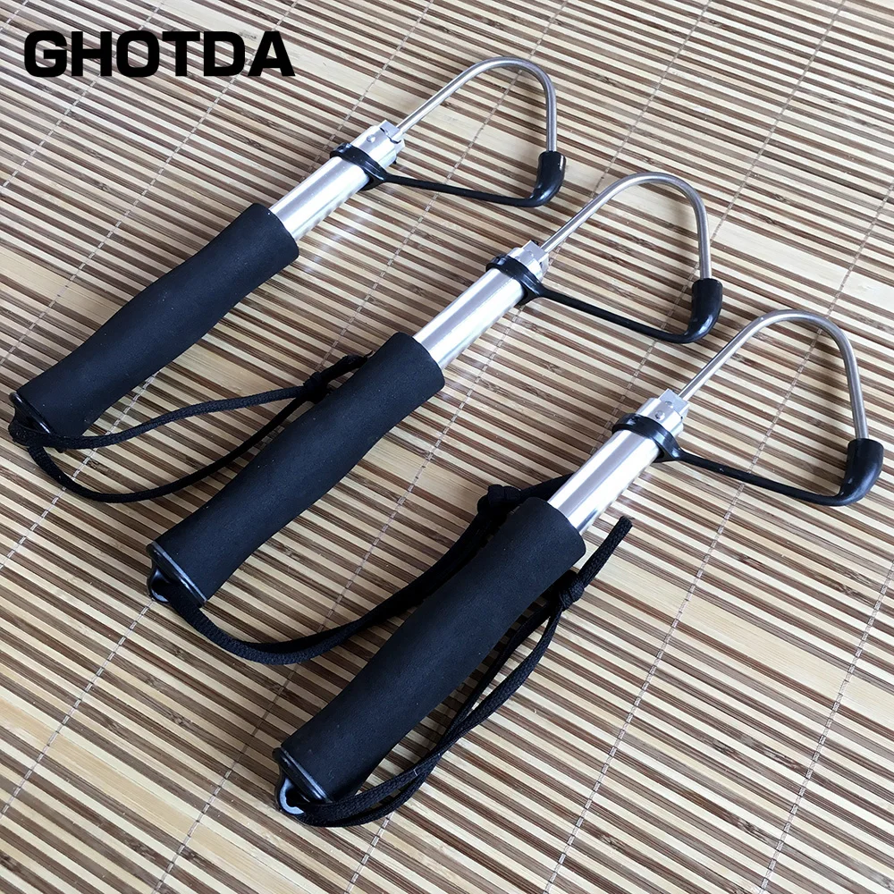 Big Fish Fishing Gaff Tool Telescopic Open 64cm-116cm Ice Fishing Spear Hook Tackle for Heavy Weight Fish Active Stainless Steel