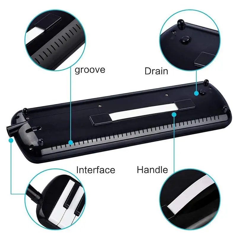 32 Keys Melodica Instrument Melodica Air Piano Keyboard with Soft Blow Pipe Blowing Nozzles Melodica Wind Instruments with Bag