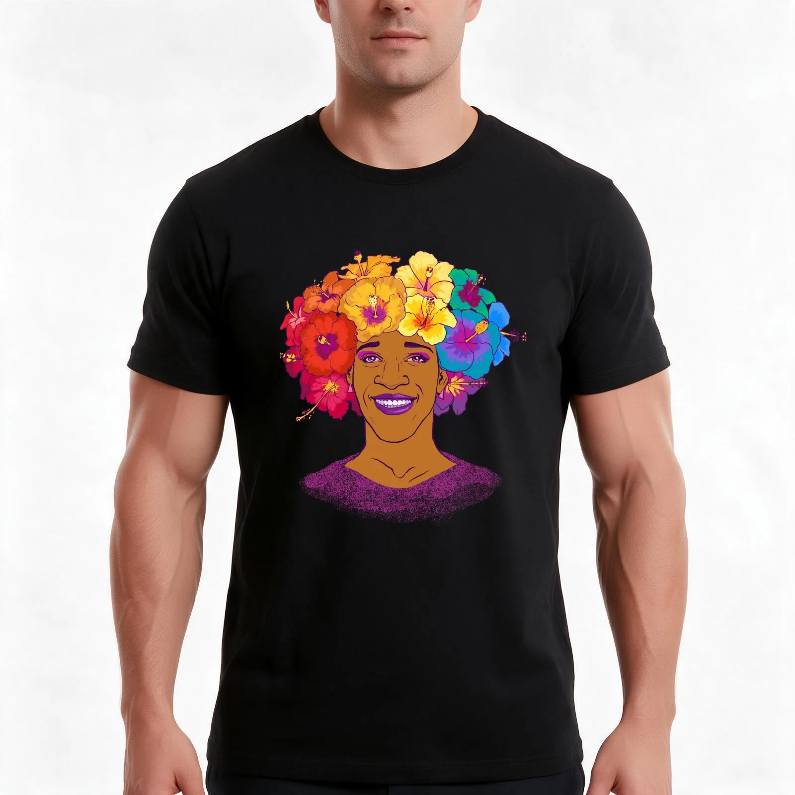 Marsha Johnson - Hero and Icon T-Shirt, Summer Casual Cotton Tee, Oversized Streetwear Tops, Vintage Graphic Print, 100% Cotton