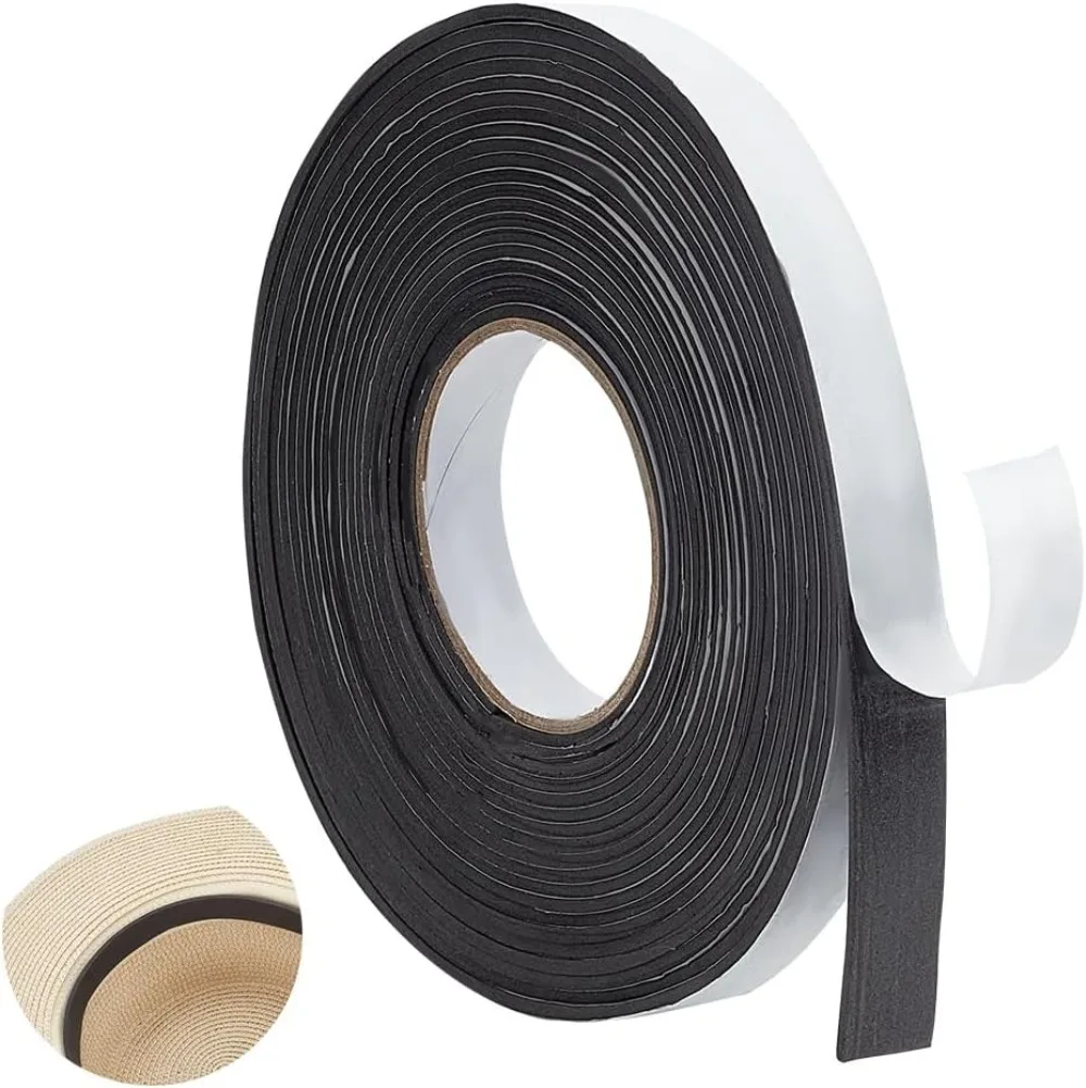 32.8 Feet Hat Tape Roll Black Hats Size Reducer Insert Foam Filler 0.79Inch Wide Cap Sizing Strip Insert Cap Sizing making kit