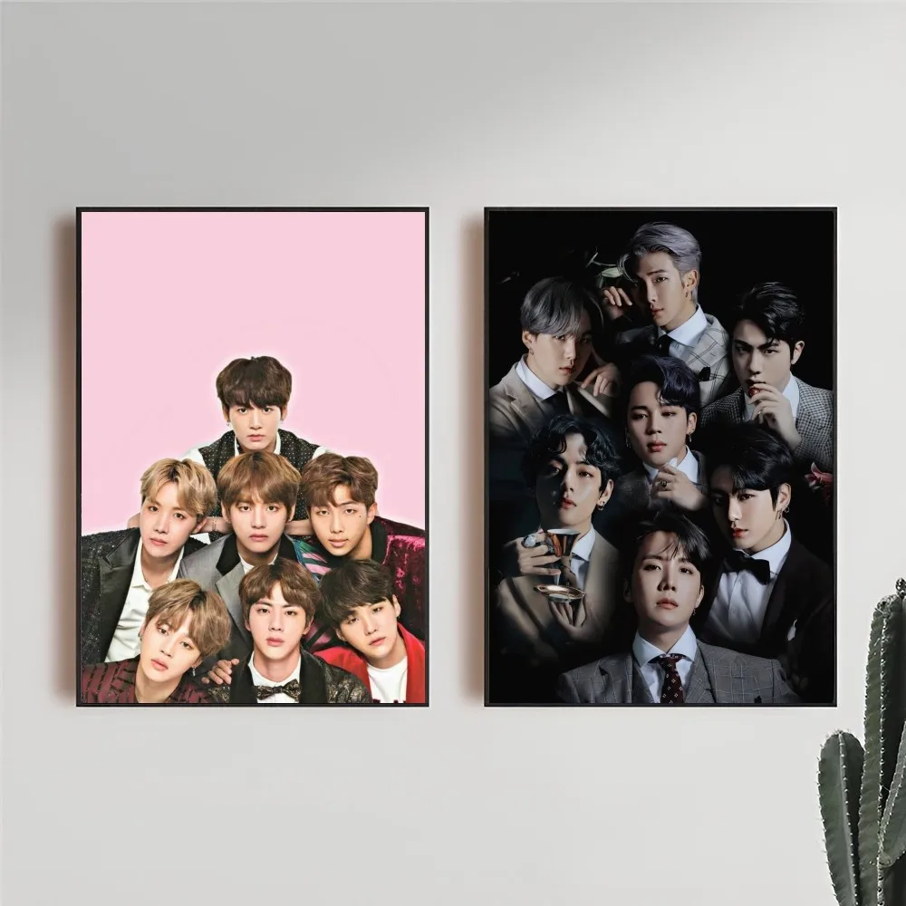 1PC Kpop Cool Man B-BTS Poster Self-adhesive Art Waterproof Paper Sticker Coffee House Bar Room Wall Decor